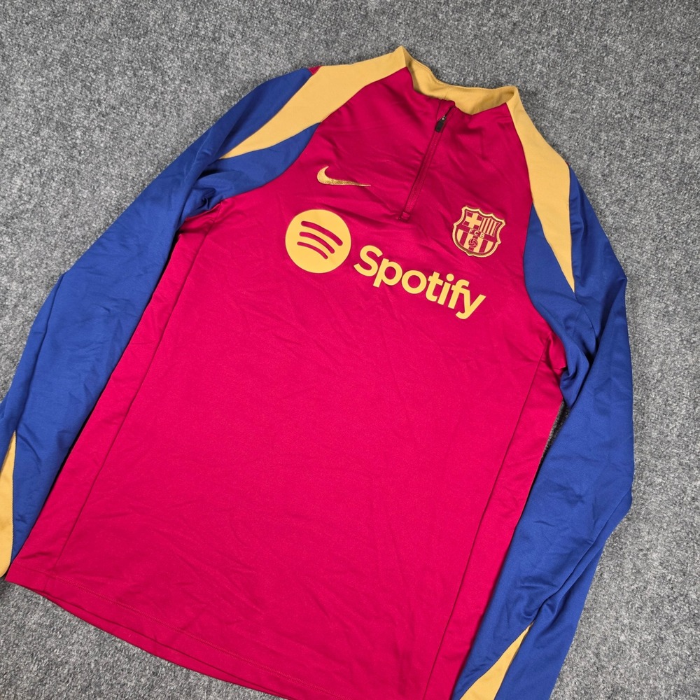 Nike Barcelona Strike Drill Top Mens M Red Blue Dri-FIT 1/4 Zip FJ5531-621